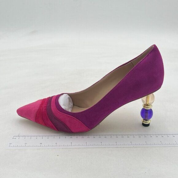 FOWT Purple Wave Pattern Pointed Toe Slip On Party Pumps Jewelry High Heel Shoes - Picture 2 of 8